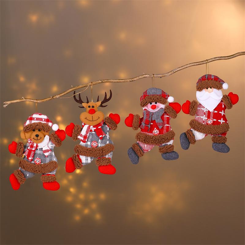 クリスマスオーナメント ダンシング サンタ 雪だるま トナカイ クマ 布製 吊り下げ 飾り マスコット人..