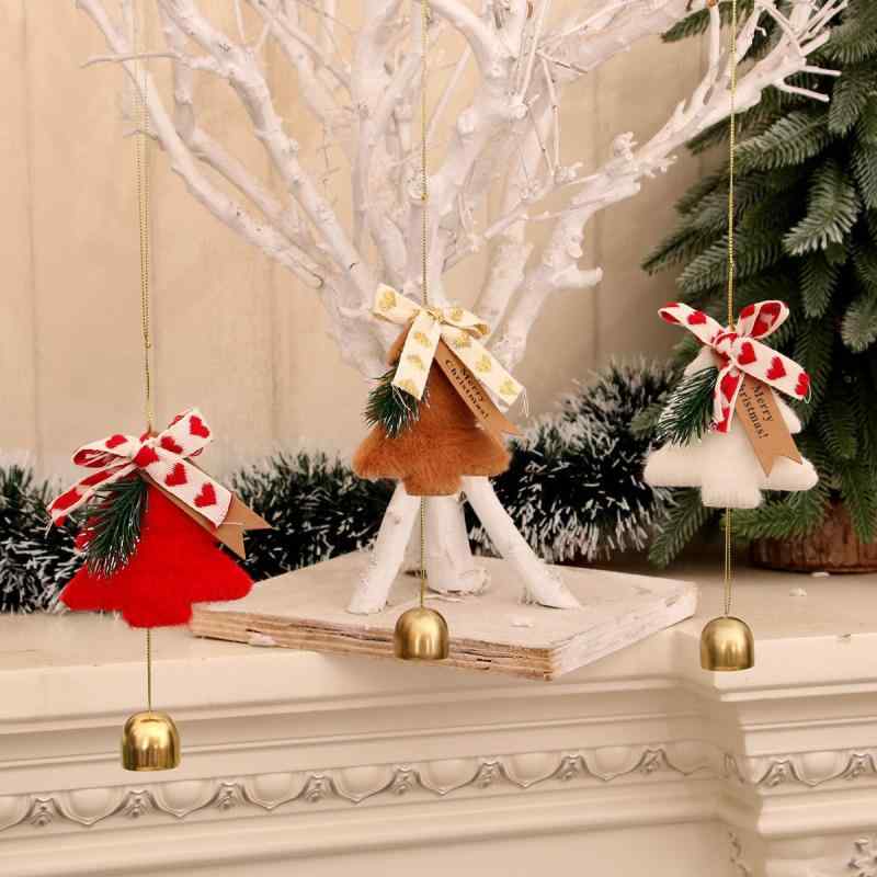 クリスマスオーナメント 小鈴 蝶結び フェルト製 かわいい おしゃれ 吊り下げ飾り クリスマスツリー装飾 ヨーロピアン ナチュラルテイスト 赤 白 インテリア雑貨