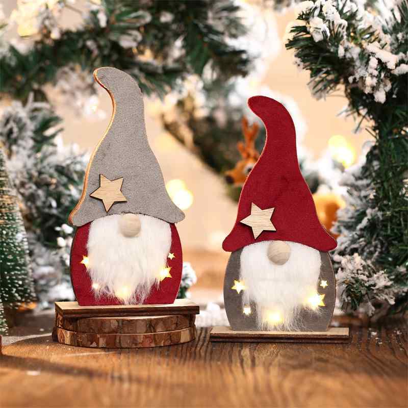 クリスマス オーナメント LEDライト 発光 木製 顔なし サンタドール 北欧 ニッセ 置物 オブジェ かわいい ホテル 店舗 ショーウィンドウ ディスプレイ インテリア 雑貨 装飾 飾り