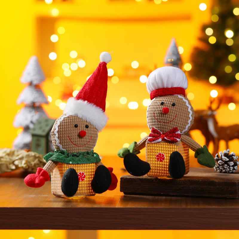 クリスマス飾り 光る ジンジャーブレッドマン マスコット 布製 かわいい キャラクター 置物 ウィンドウ..