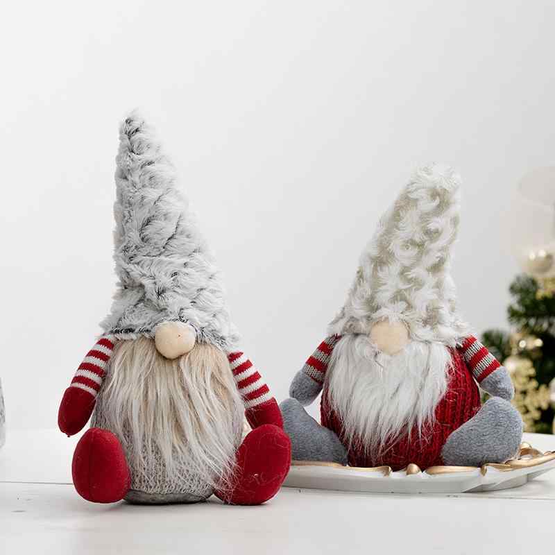 クリスマス 顔無し ルドルフ ノーム ニットドール 人形 マスコット フィギュア 置物 オーナメント ディスプレイ 飾り デコレーション 雑貨 北欧風 布製 赤白 灰赤 ホリデーシーズン パーティー かわいい