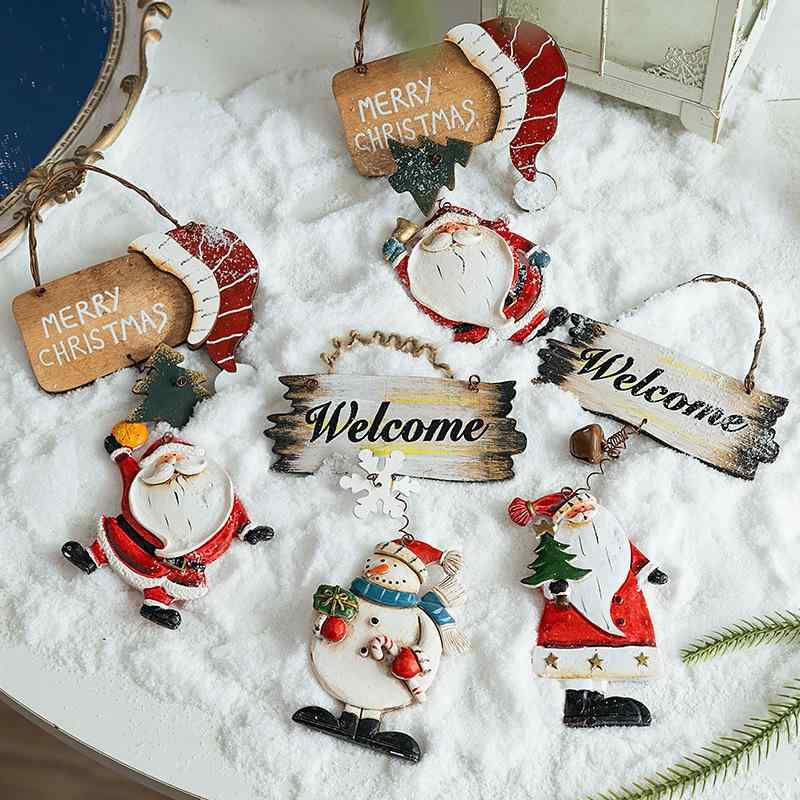 クリスマスオーナメント 樹脂 レジン製 サンタクロース 雪だるま 吊り下げ飾り レトロ アンティーク風 ..