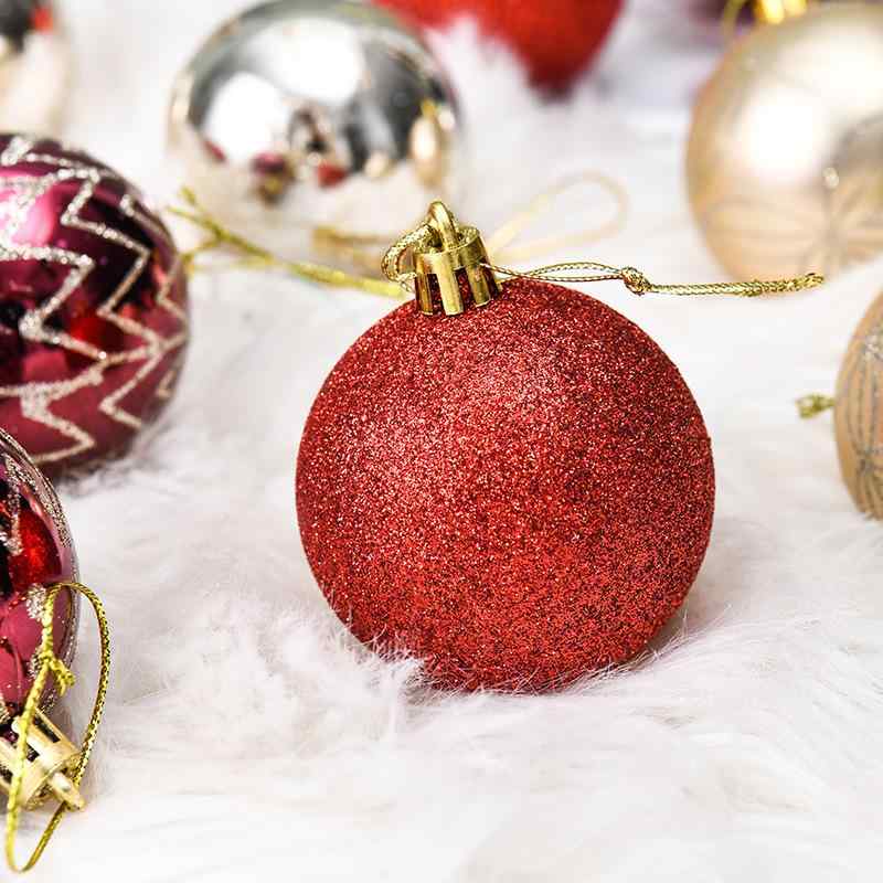 クリスマス オーナメント 6cm 30個 プラスチック製 彩色 電気メッキ加工 シャイニーマット ピンク ゴールド レッド系 ボール セット ツリー デコレーション 飾り付け