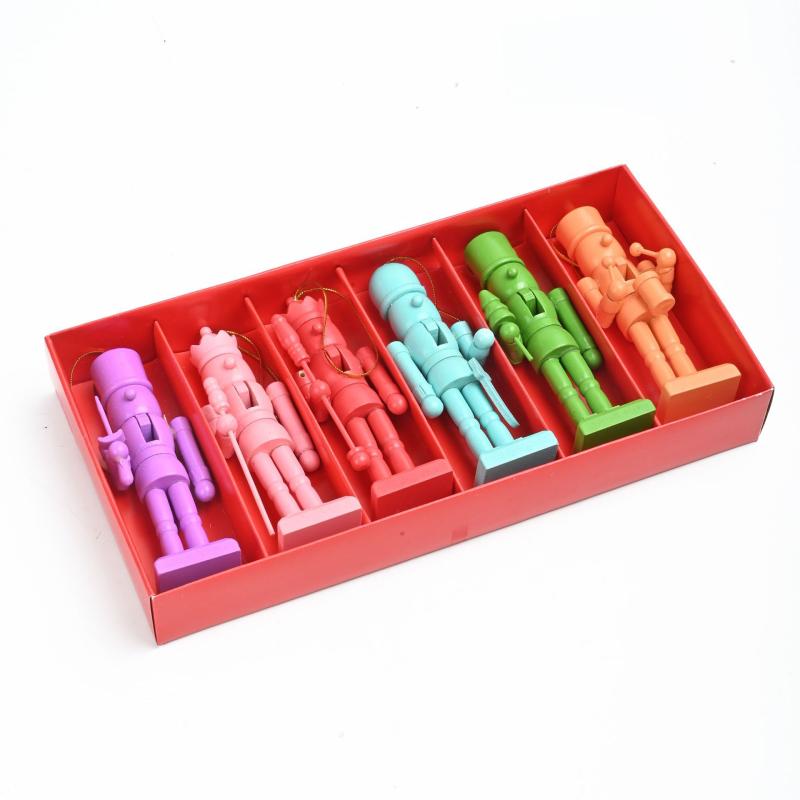 クリスマスオーナメント くるみ割り人形 木製 6点セット カラフル ミニ 12cm クリスマスツリー飾り モ..