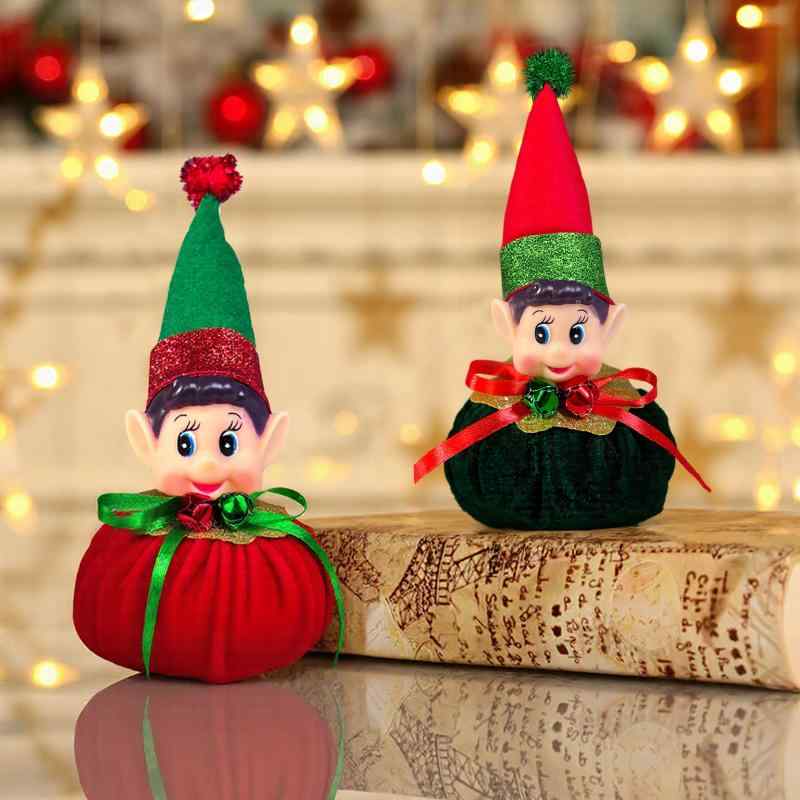 置物 クリスマス 妖精 精霊 フィギュア 人形 赤色 ダークグリーン 卓上 デスク 本棚 シェルフ 飾り棚 ..