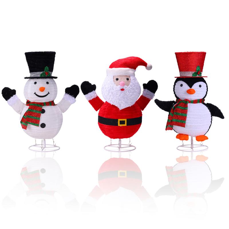 置物 クリスマス デコレーション 飾り付け 伸縮式 サンタクロース 雪だるま ペンギン 光る LEDライト ..
