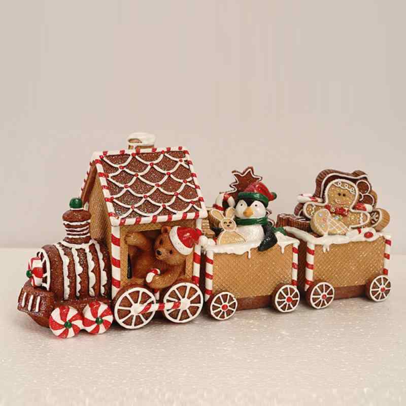 置物 ジンジャーブレッド ミニ汽車 クリスマス デコレーション 樹脂製 オブジェ リビング テーブル飾り 贈り物 ヨーロピアン カントリー調
