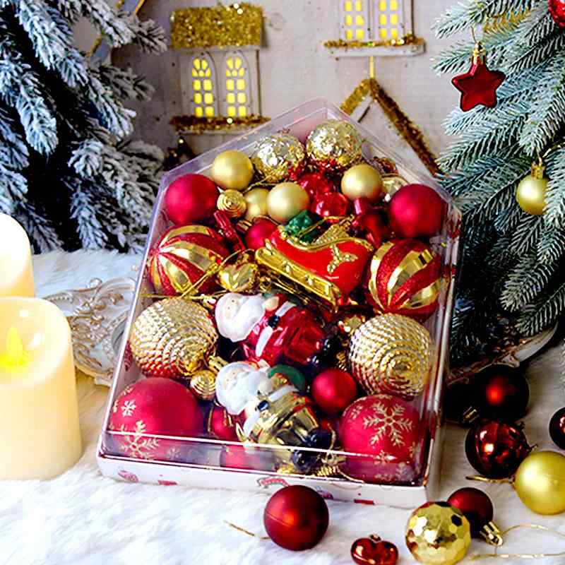 クリスマス オーナメント 72個セット 家型 サンタクロース 手描き 彩色 変形 電気メッキ プラスチック..