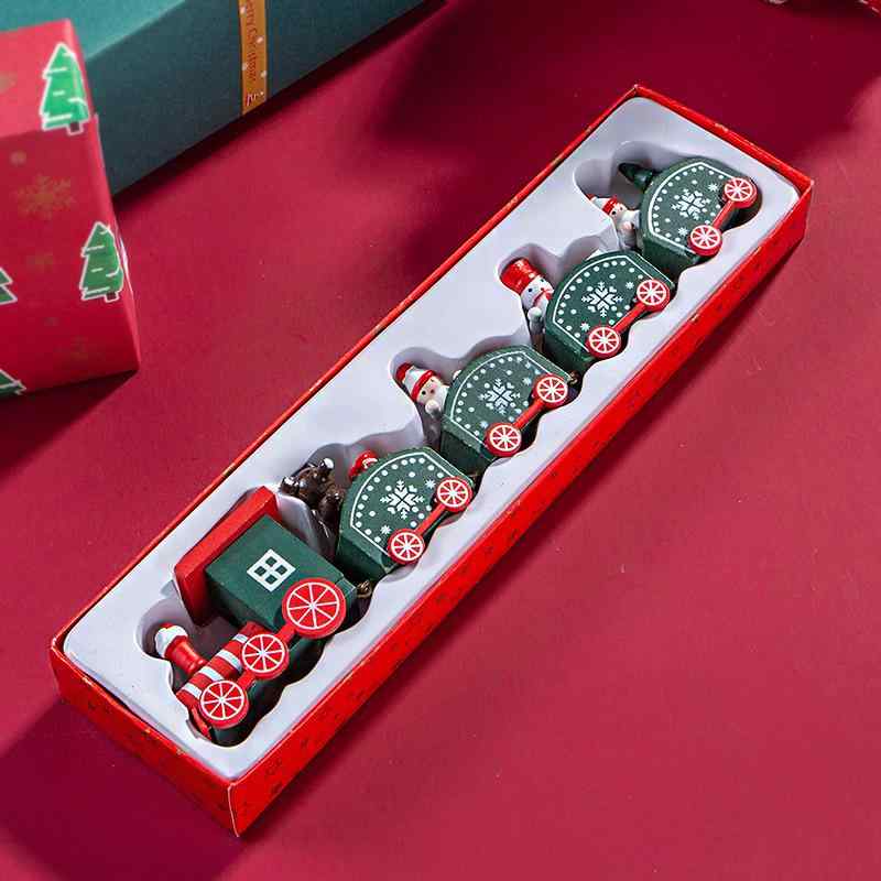 おもちゃ 子供用 キッズ 幼児 木製 ウッド 列車セット 機関車 鉄道 クリスマス デコレーション 飾り オ..