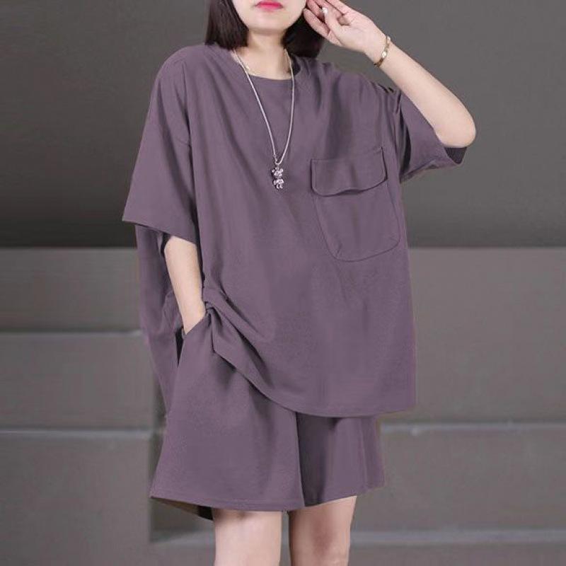 パンツ セットアップ レディース 大きいサイズ プラスサイズ 若見え おしゃれ 大人カジュアル ゆったり フリル袖 半袖 綿混 再生繊維 幾何学模様 春夏