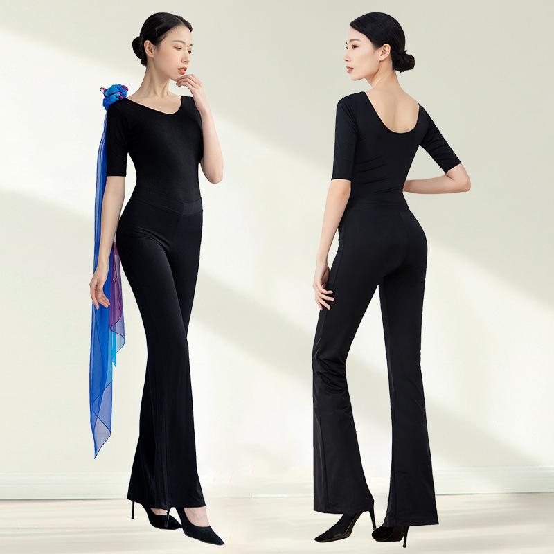 ダンスウェア レディース 姿勢トレーニング レッスン着 セットアップ スカーフ付き 綿 コットン マナー..