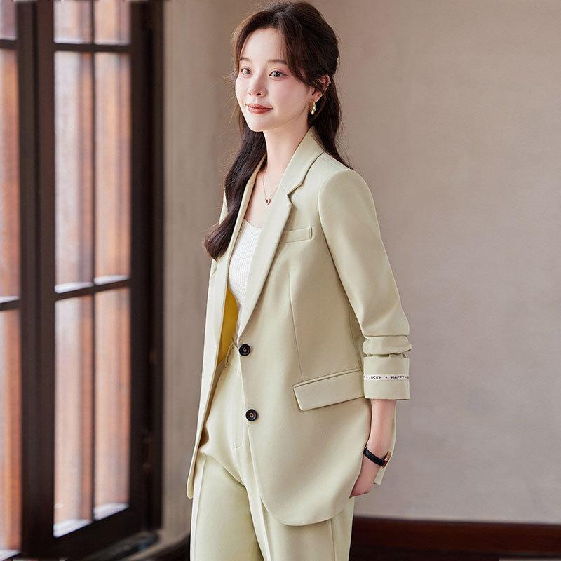 スーツ レディース グラスグリーン カジュアル きれいめ セットアップ ポリエステル 長袖 ジャケット ..