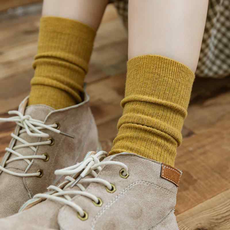 ルーズソックス 男女兼用 メンズ レディース ユニセックス ウール 羊毛混 厚手 極厚 保温 あったか 抗菌 吸湿速乾 黒 ブラック ロング丈 ハイソックス 秋冬