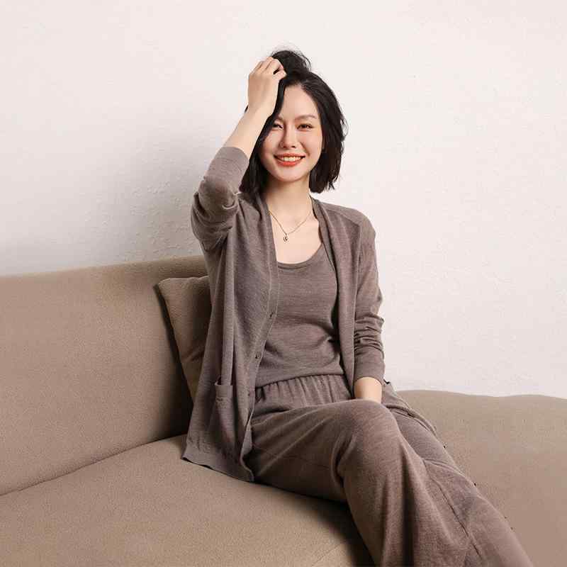 カーディガン レディース 精紡 純カシミヤ Vネック ポケット 無地 薄手 ゆったり 着回し 普段使い きれ..