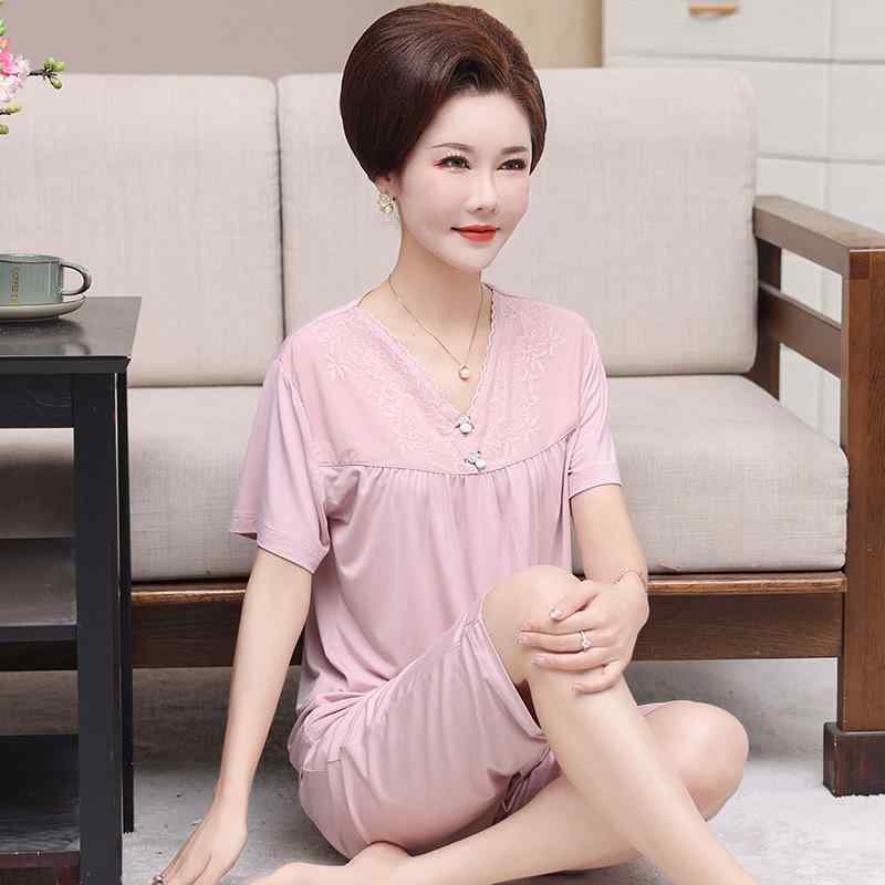 パジャマ レディース 女性用 ミセス 夏 モダール 半袖 七分丈 カプリパンツ 薄手 軽量 快適 リラックス 高級感 ルームウェア 部屋着 ワンマイルウェア 上下セット