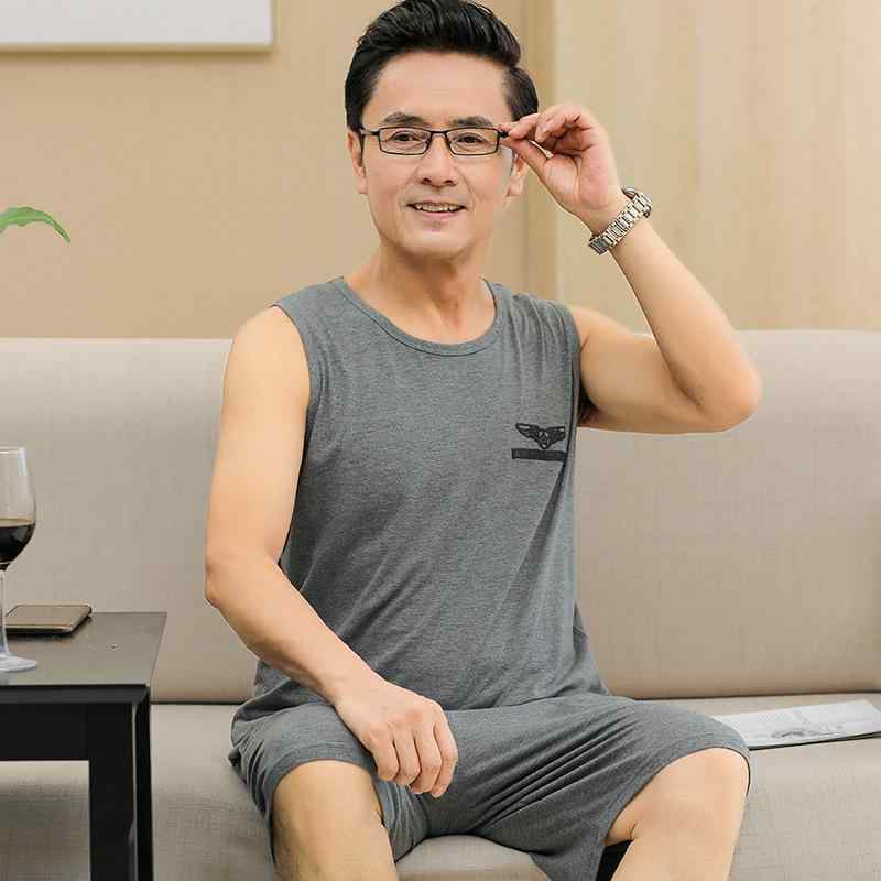 ルームウェア メンズ 男性用 モダール素材 ノースリーブ タンクトップ パジャマ 寝巻き 上下セット 夏..