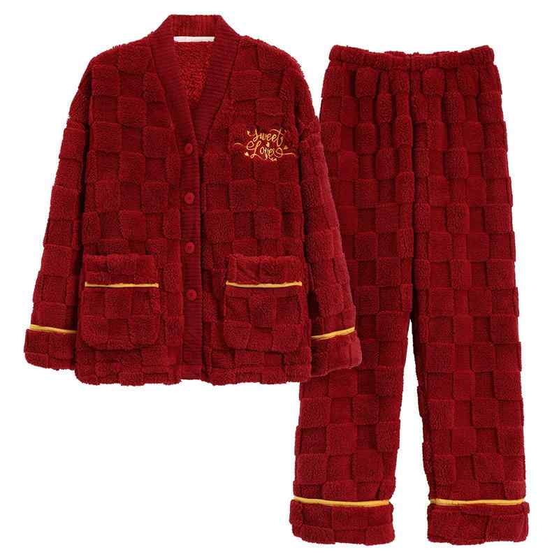 パジャマ ルームウェア 部屋着 カップル 新婚 男女兼用 Vネック フランネル サンゴフリース 綿100% 裏..