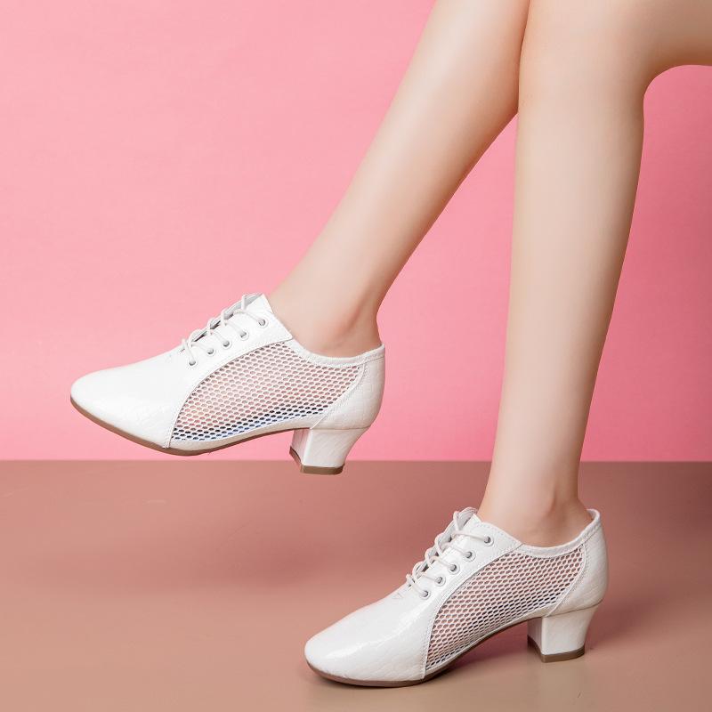 ダンスシューズ レディース ラテンダンス用 スクエアダンス 社交ダンス モダンダンス 練習用 白 ホワイ..