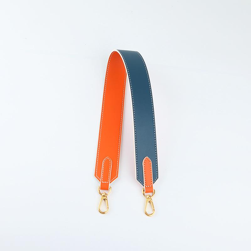 バッグストラップ 牛革 本革 配色 ツートン マルチ コントラスト 幅広 交換用 付け替え用 肩掛け 斜め掛け クロスボディ クラシック 定番 バッグパーツ(x2)