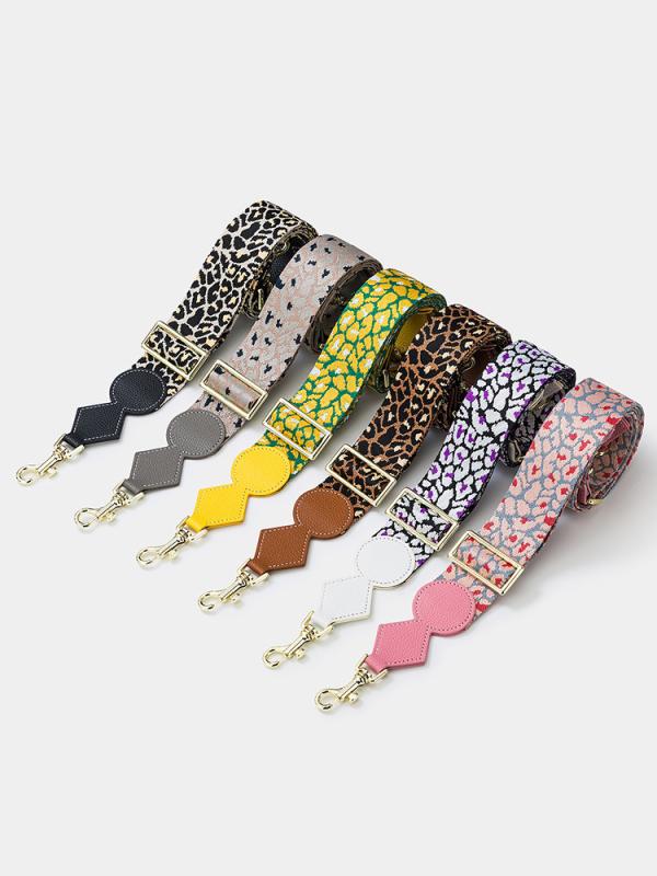 ショルダーストラップ 長さ調節可能 ワイド 幅広 交換 付け替え用 バッグ ベルト 肩掛け 斜めがけ ヒョウ柄 ポリエステル 合成皮革 軽量 通気性 豊富なカラー 選べる金具