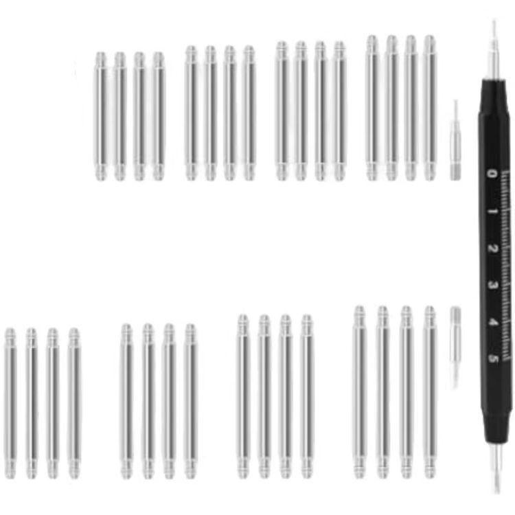 腕時計工具 バネ棒外し スプリングバーツール 時計ベルト 交換 修理 メンテナンス 両頭 目盛り付き 精密 ステンレス製 アルミ合金 自宅用 DIY