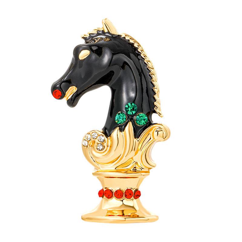 ブローチ レディース ヴィンテージ チェスナイト 馬 エナメル加工 カラフル ラインストーン 宮廷風 ア..
