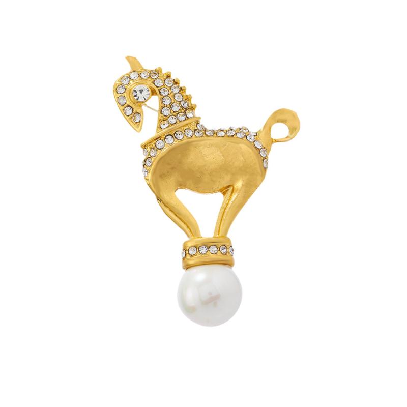 ブローチ 男女兼用 ユニセックス チェスナイト 馬モチーフ 西洋風 アンティーク ヴィンテージ レトロ ..