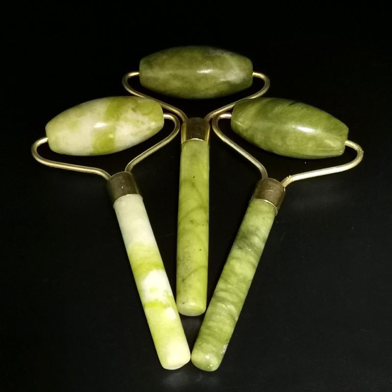 美顔ローラー 天然石 岫玉 シングルヘッド 顔用 フェイシャル マッサージ器 エステサロン向け 自宅エス..