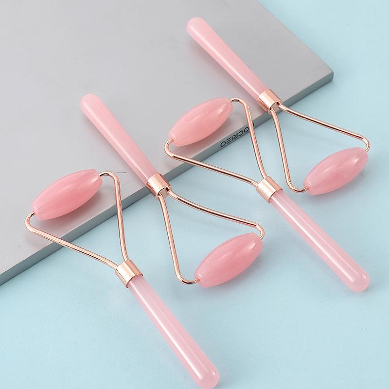 かっさローラー ピンク 天然樹脂 ピンククリスタル シングルヘッド 美顔 フェイスケア 目元マッサージ ..