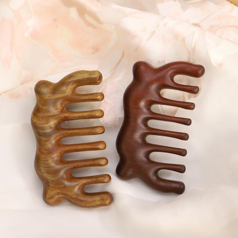 コーム 天然 緑檀木製 アロマ 香り 頭皮マッサージ スカルプケア 猫耳デザイン カッサ かっさプレート ..