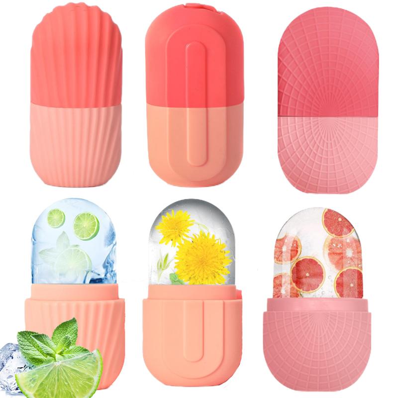 フェイスケア アイストレー 顔用マッサージ むくみ対策 クールダウン スキンケア 接触冷感 携帯用 持ち運び便利 製氷皿 氷パック 美容グッズ ピンク色