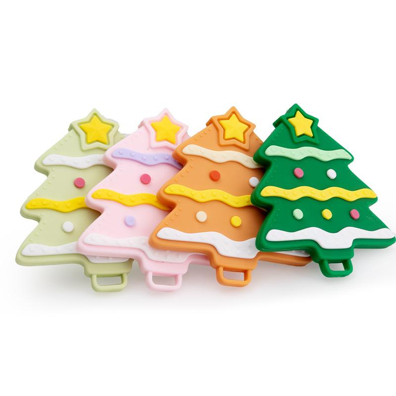 ベビー 歯固め 食品グレード シリコン製 クリスマスツリー型 赤ちゃん 歯がため 噛むおもちゃ 歯茎マッ..