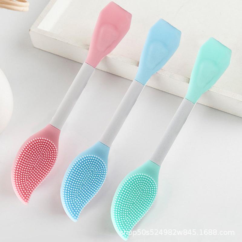 メイクブラシ シリコン製 両端タイプ フェイスパック用 洗顔用 兼用ツール 持ち運び 旅行用 肌に優しい 衛生的