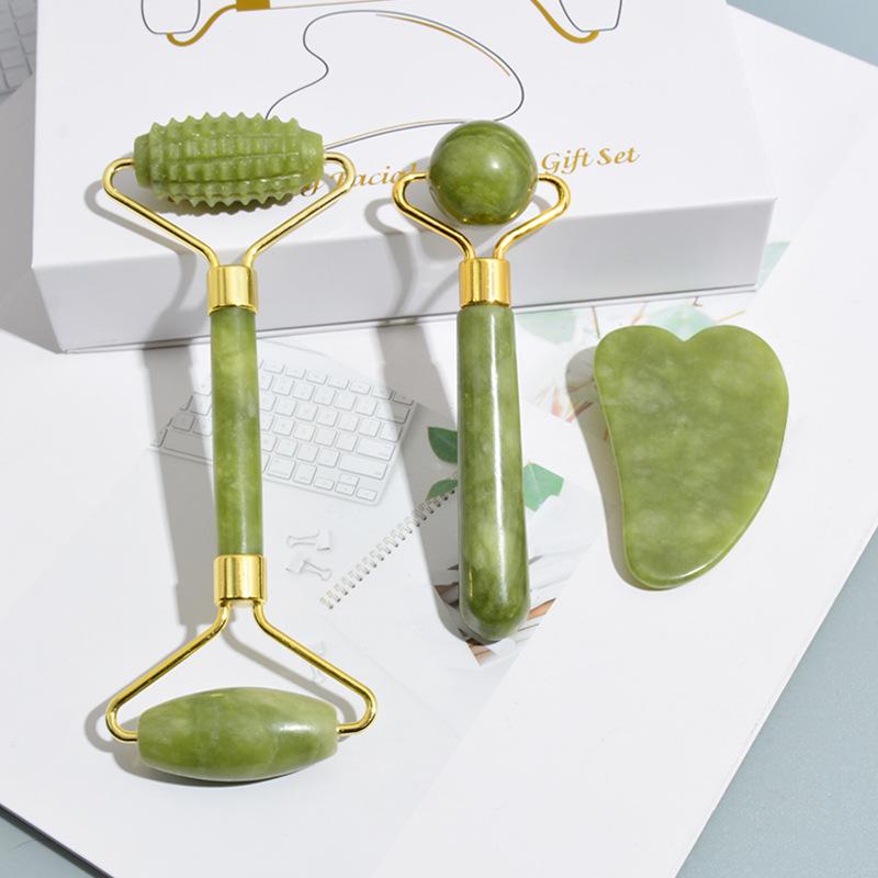 楽天花りぼん美容ローラー 岫岩翡翠 玉石 マッサージャー 顔用 ツボ押し 美顔ケア 小顔 リフトアップ むくみ リラックス スキンケア フェイシャルケア