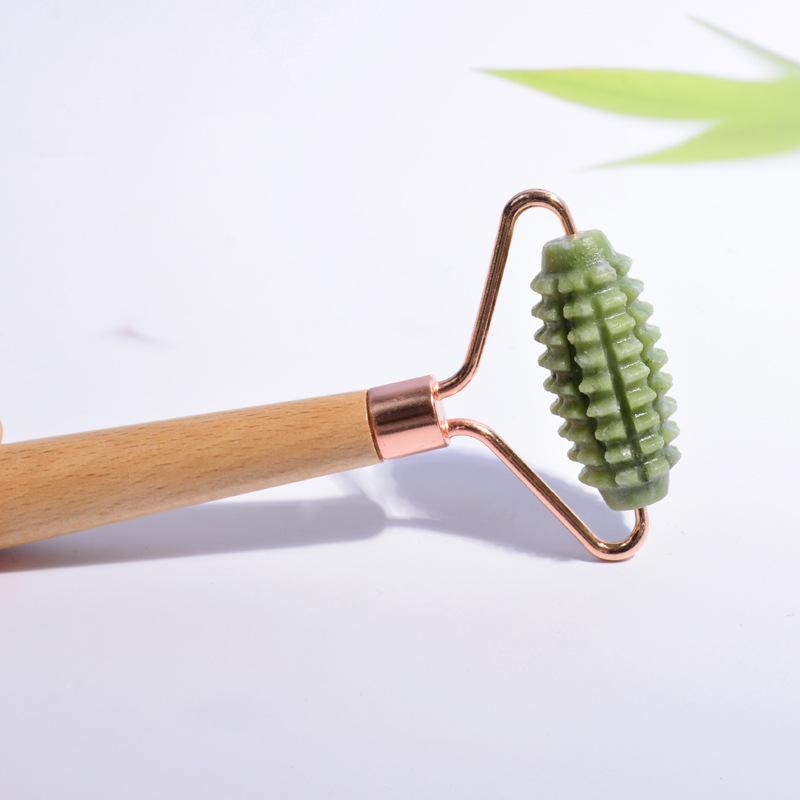 美顔器 レディース 天然玉石 緑鳳玉 木製スティック 小顔 Vライン マッサージャー フェイスケア リフト..