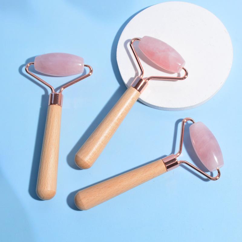 美容ローラー ローズクォーツ 天然石 パワーストーン フェイス アイケア マッサージ スキンケア セルフ..
