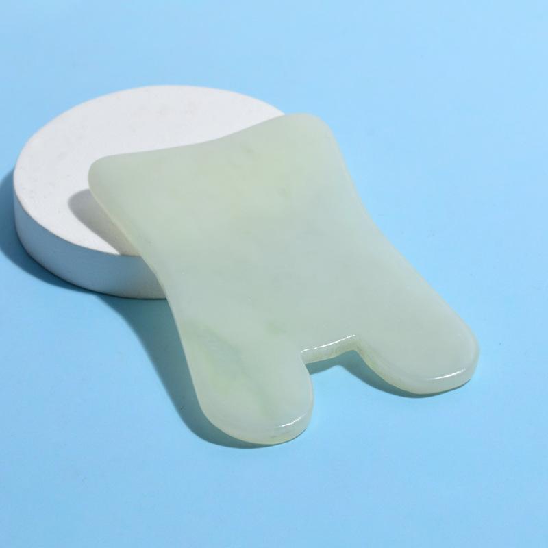 美容刮痧板 レディース 女性用 岫玉製 天然石 湾曲型 目元 顔 全身用 マッサージ スキンケア 接触冷感 美顔 癒し(x2)