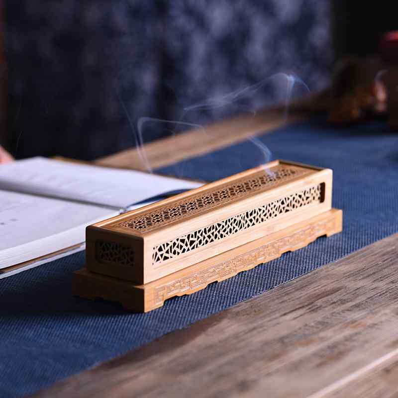 香炉 竹製 透かし彫り 上品 レトロ調 お香立て スティック香 渦巻き香 寝室 癒し 飾り物 和風 インテリア雑貨