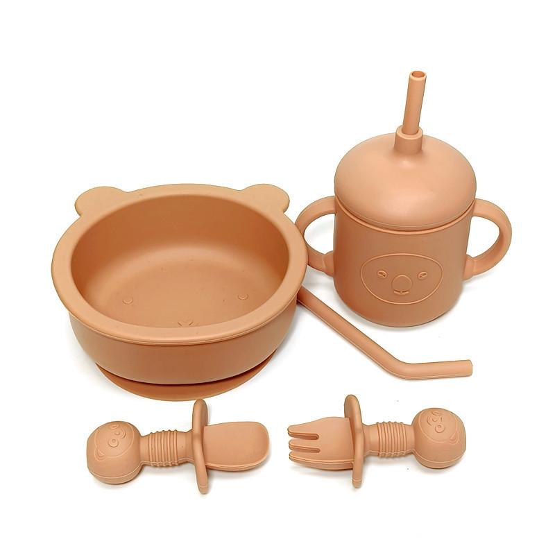 ベビー食器 赤ちゃん シリコン 吸盤付き 離乳食ボウル プレート ストローマグ スプーン フォーク 軽量 ..