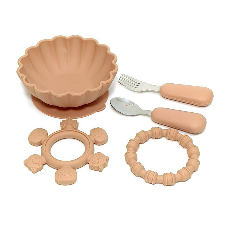 ベビー食器 赤ちゃん 幼児用 シリコン製 離乳食 吸盤ボウル ひっくり返し防止 滑り止め ステンレス フ..