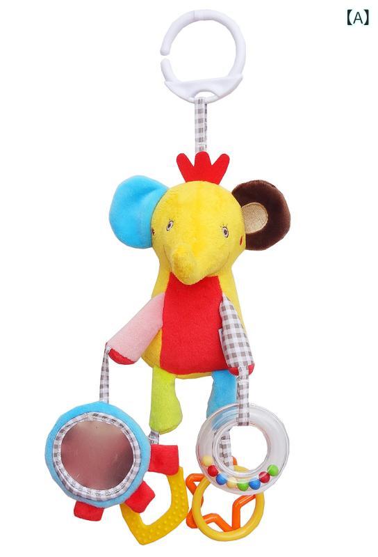 ベビーおもちゃ 赤ちゃん 乳幼児 知育玩具 多機能 動物 アニマル ぬいぐるみ 布製おもちゃ ベッドメリー ベビーカー用 吊り下げ ガラガラ 視覚聴覚刺激 指先運動 発達サポート 安眠グッズ カラフル かわいい 男女兼用(x3)