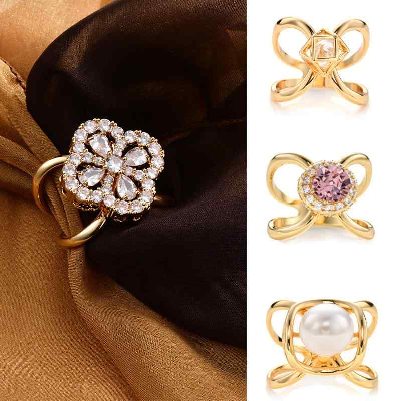 スカーフリング レディース 女性用 スカーフクリップ シンプル フラワー 花 パール パール クリスタル ..