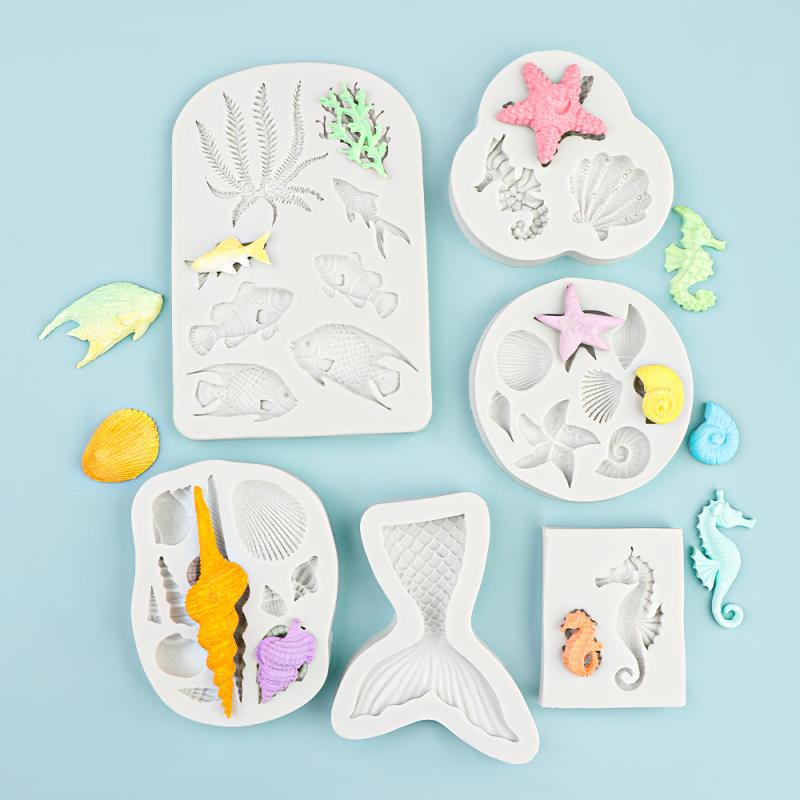 製菓型 海洋テーマ 人魚のしっぽ 貝殻 巻貝 シリコンモールド 手作り チョコレート グミ レジン フォンダン シュガークラフト 立体 抜き型 ハンドメイド