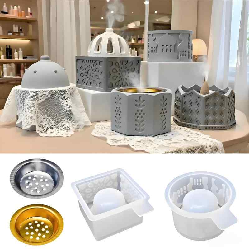 シリコンモールド 中東風 香炉 アロマポット 卓上飾り DIY ハンドメイド 手作り クラフト 石膏 レジン ..