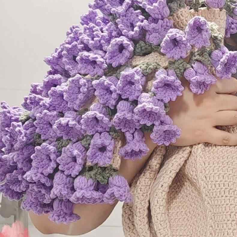 ブランケット 手編みキット かぎ針編み 毛糸玉 ローズ 薔薇 スズラン 鈴蘭 花モチーフ 綿 コットン オ..