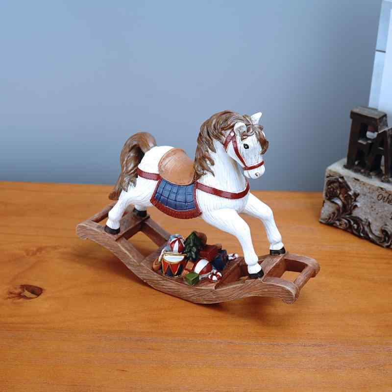 置物 クリスマス ロッキングホース 木馬 オーナメント 樹脂製 かわいい 動物モチーフ ヨーロピアン ア..
