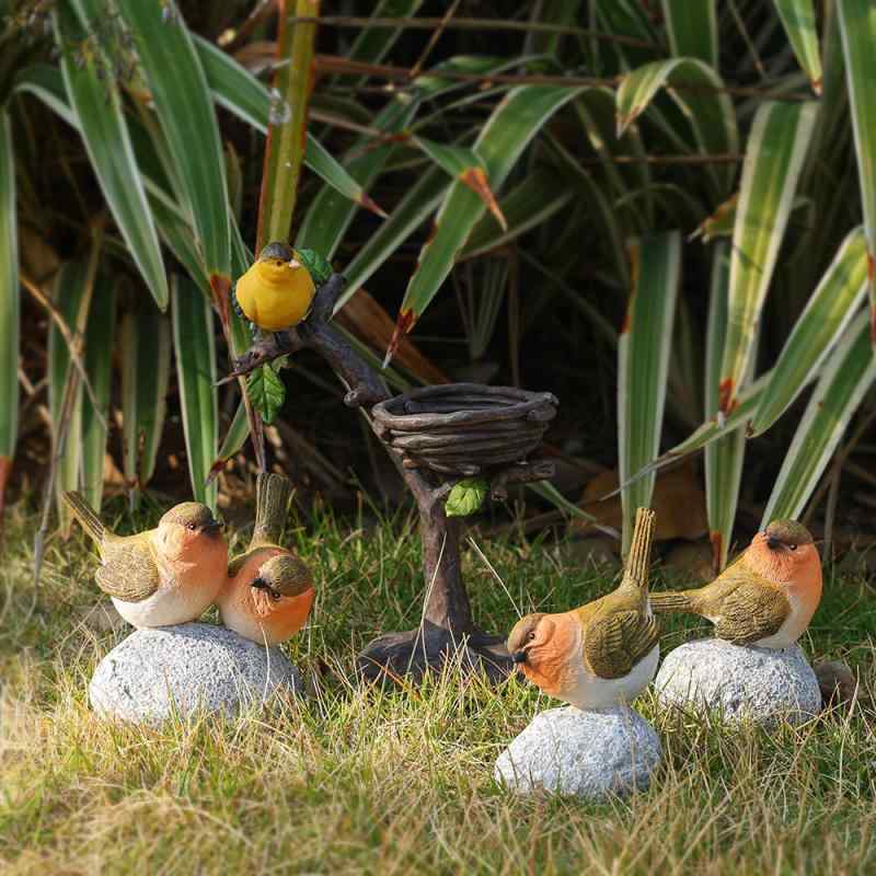 置物 春夏 小鳥 バード 室内 屋外 庭 リアル 模造 樹脂製 オブジェ アニマルモチーフ リビング 卓上 デ..