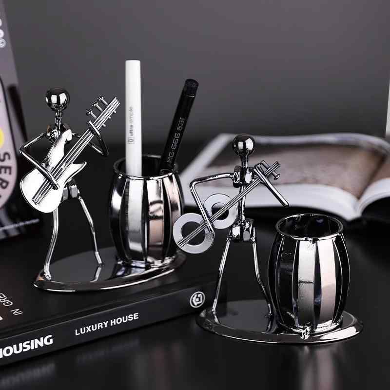 ペン立て キッズ アイアンアート バンド ミュージシャン 楽器モチーフ ペンホルダー 置物 オブジェ インテリア雑貨 卓上 デスク オフィス リビング かわいい...