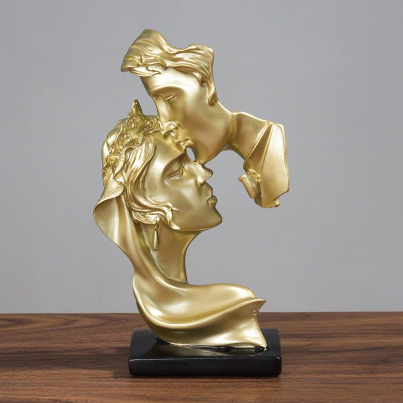 置物 オブジェ ヨーロピアン ライトラグジュアリー 高級感 エレガント カップル キス レジン製 工芸品 ..