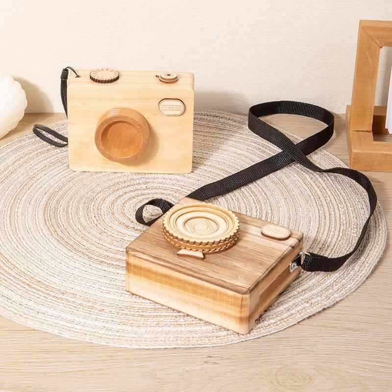 オルゴール ミュージックボックス 木製 手作り レトロ ヴィンテージ カメラ 松の木 パイン材 モダン シンプル カップル 卒業 誕生日 記念日 プレゼント ギフト インテリア雑貨